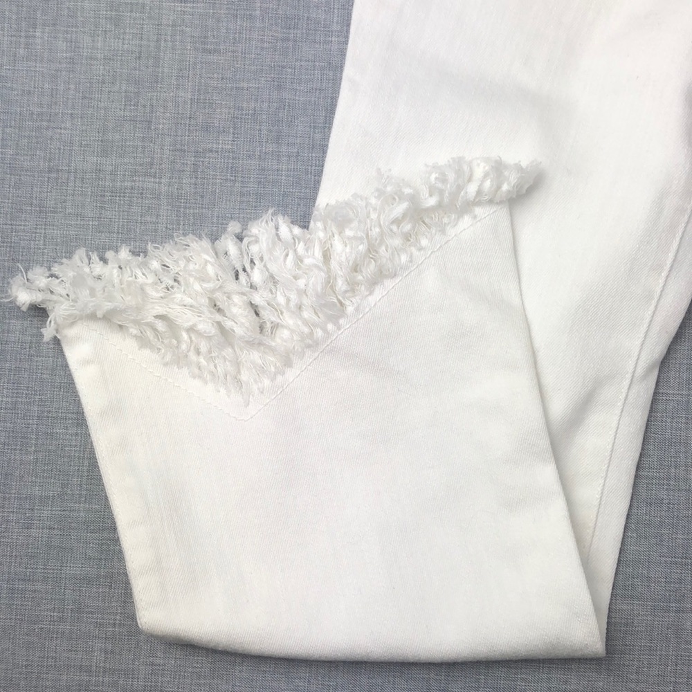 INC White Fringe Trim Cropped Jeans Size 0 & 2 - Picture 6 of 6